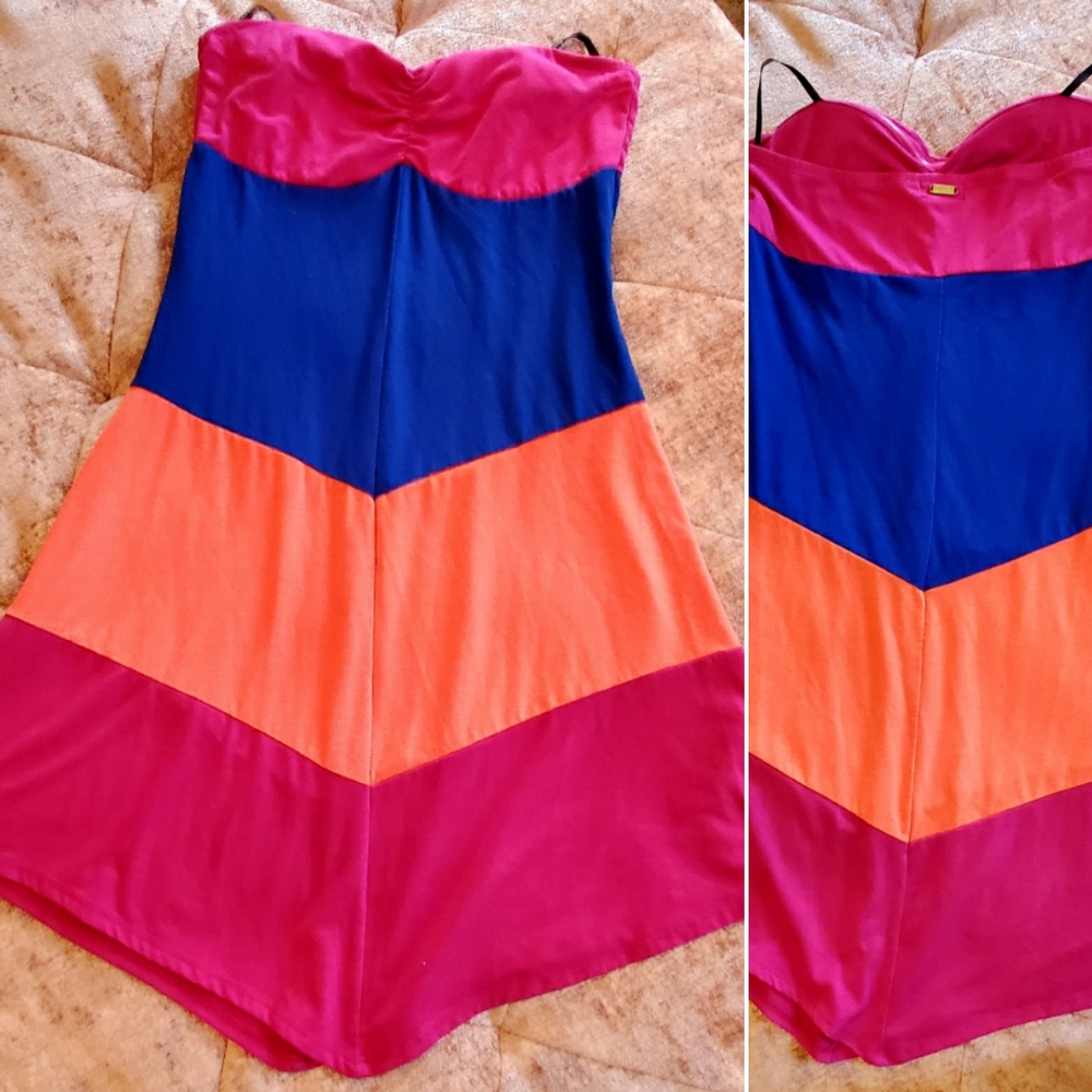 Multicolored strapless dress